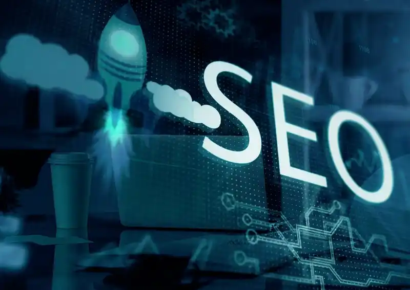 Agence SEO GEO au Mans avec visuel monochrome sur le référencement naturel